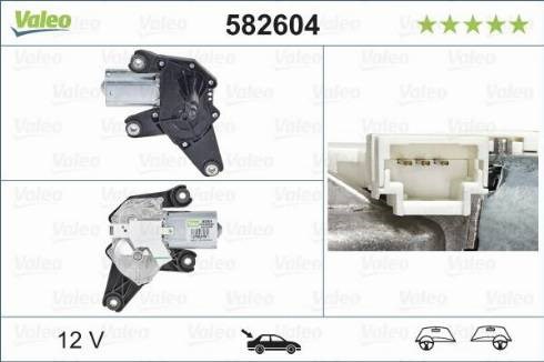 Моторчик заднього двірника 582604 VALEO