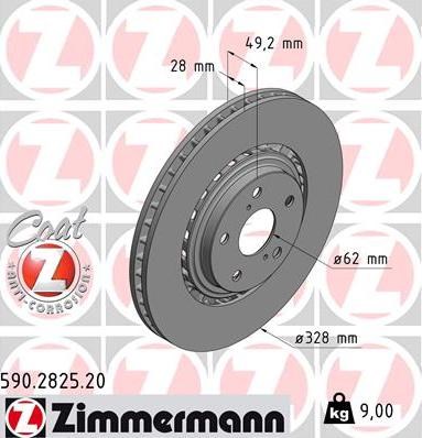 Гальмо дискове переднє 590282520 ZIMMERMANN