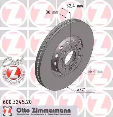 Диск переднього гальма 600324520 ZIMMERMANN