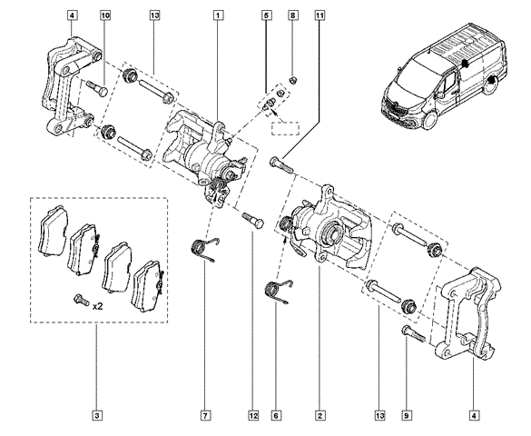 Bosch гальмівний супорт задній лівий opel vivaro a, vivaro b renault trafic ii, trafic iii 1,6d-2,5d 03,01- 7701056166
