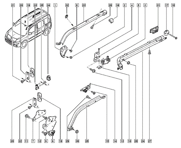 Пластина кріплення механізму ролика (боковий/нижній) renault kangoo 08- пр. 8200497643