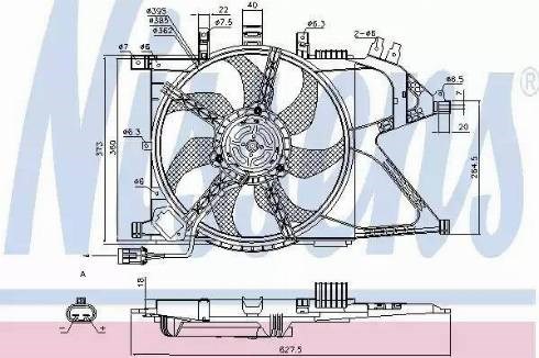 Nissens opel вентилятор радіатора двиг. (з системою кондиц.) corsa c 1.6-1.8 00-, combo 1.3-1.6 01- 85196