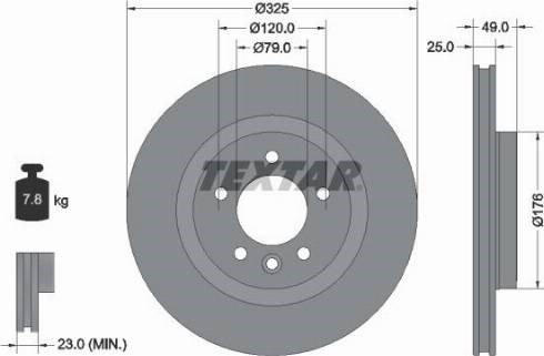 Диск заднього гальма 92307803 TEXTAR