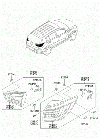 Ліхтар задній внутрішній правий 924063W010 HYUNDAI