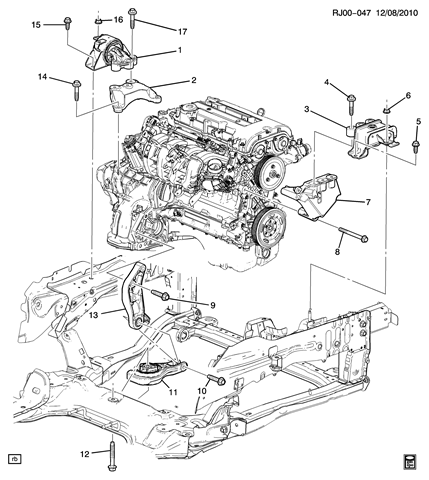 Права подушка мотора 95032352 GM