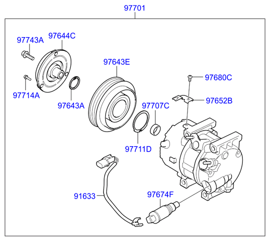 Шків компресора кондиціонера 976433R000 HYUNDAI