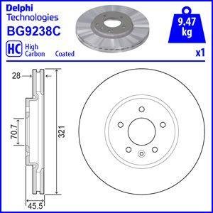 Диск переднього гальма BG9238C DELPHI