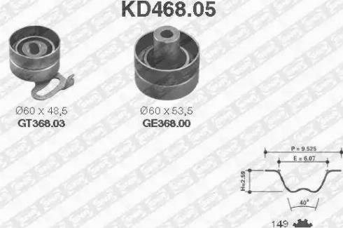 Ремонтний комплект для заміни паса  газорозподільчого механізму KD468.05