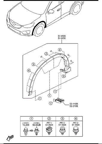Розширювач передньої арки колеса, правий KD5351W20C MAZDA