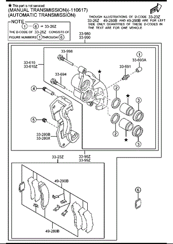 Ремкомплект суппорта гальмівного, переднього L2Y63326Z MAZDA