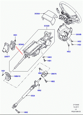 Кардан рулевой рейки range rover vogue l322 LR023044