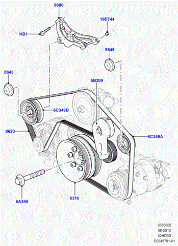 Ролик приводного ременя, паразитний LR036304 LAND ROVER