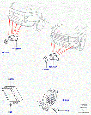 Lr038533 датчик парктроніка d6, e3, f1, b4 land rover LR038533