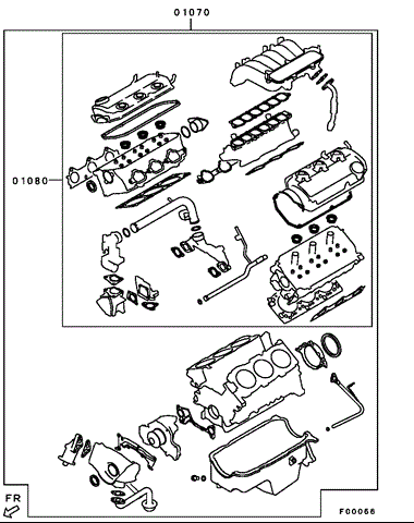 Комплект прокладок двигуна, повний MD977864 MITSUBISHI