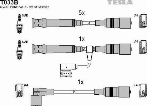 Комплект кабелiв запалювання T033B
