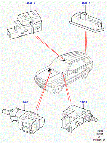 Датчик педалі гальма (стоп сигналу) range rover vogue l405 / sport l320 / l494 / land rover discovery 3/4 l319 XKB500110