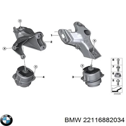 Кронштейн подушки (опори) двигуна, правої 22116882034 BMW