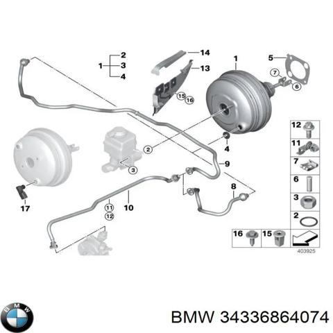 Вакуумний підсилювач гальм 34336864074 BMW