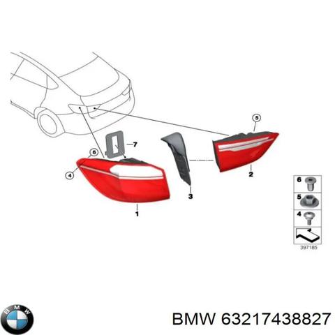 Ліхтар задній лівий, внутрішній 63217438827 BMW