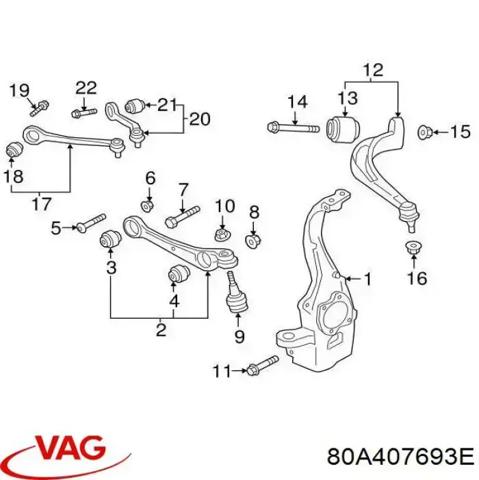 Важіль передній лівий 80A407693E VAG