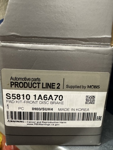 Колодки гальмівні дискові комплект 58101A6A70 HYUNDAI