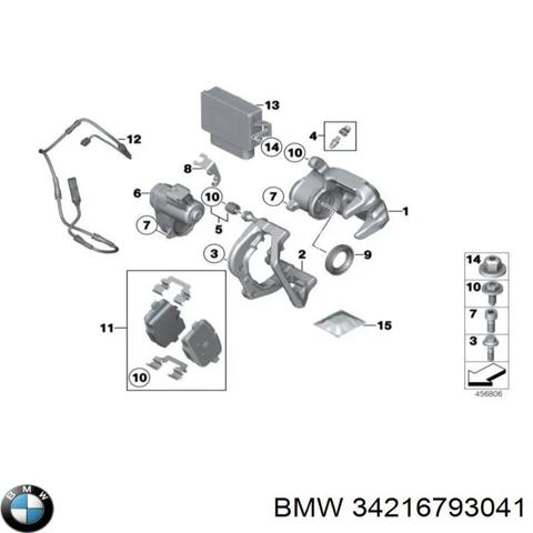 Задній гальмівний супорт лівий 34216793041 BMW