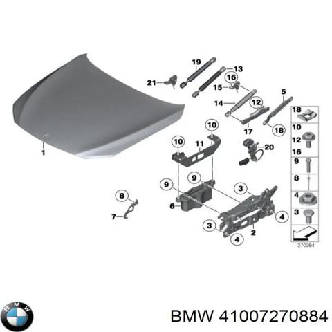 Завіс капота, правий 41007270884 BMW