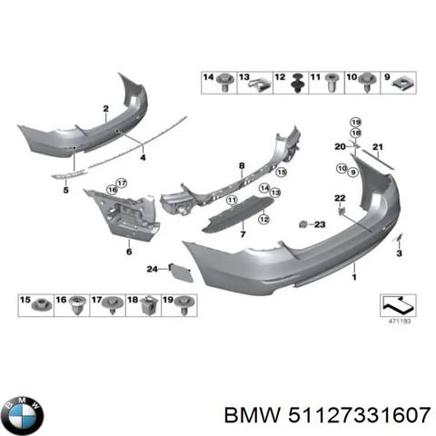 Ліве кріплення заднього бампера 51127331607 BMW