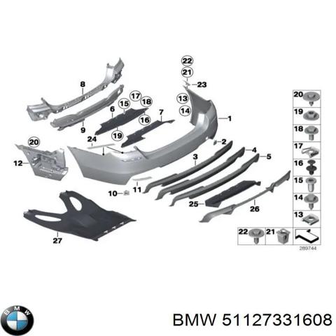 Кронштейн бампера заднього, правий 51127331608 BMW