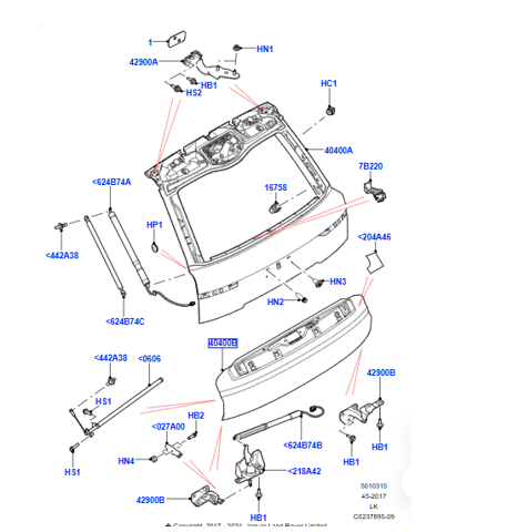 Двері багажника LR049220 LAND ROVER