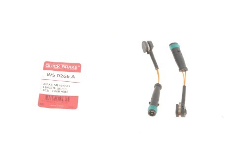 Датчик зносу гальмівних колодок, задній WS0266A QUICK BRAKE