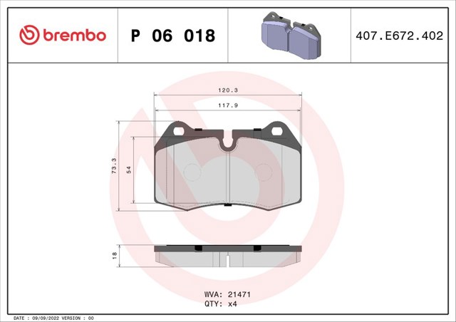 Тормозні колодки P06018 BREMBO