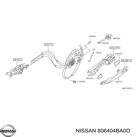 Ручка задньої двері зовнішня 806404BA0D NISSAN