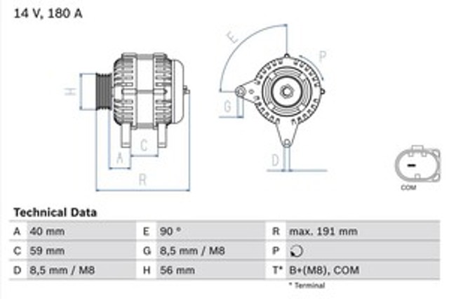 Генератор автомобільний 0986081890 BOSCH