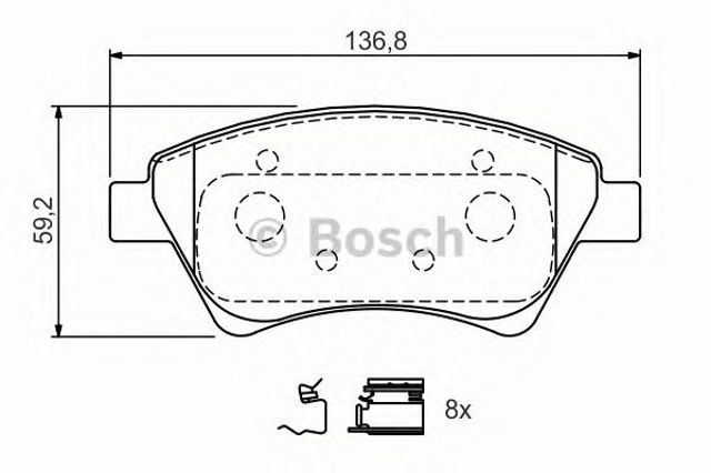 Колодки гальмівні дискові комплект 0986424785 BOSCH