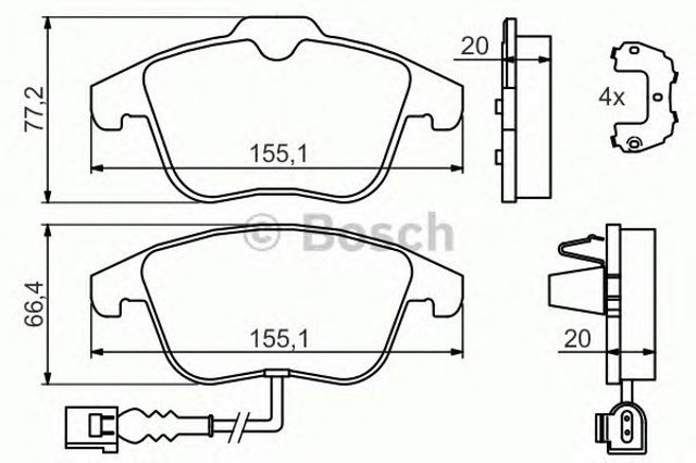 Передні гальмівні колодки 0986494372 BOSCH