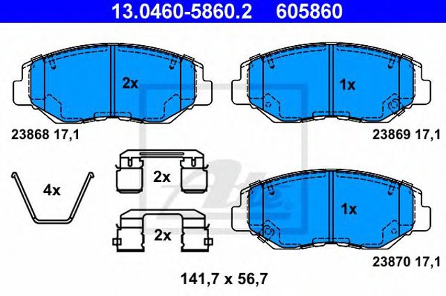 Передні гальмівні колодки 13046058602 ATE