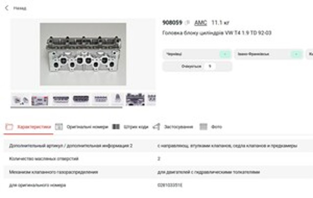 Головка блока циліндрів (ГБЦ) 908059 AMC