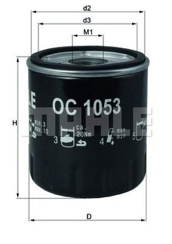 Фільтр масла OC1053 MAHLE