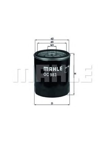 Масляний фільтр двигуна OC983 MAHLE