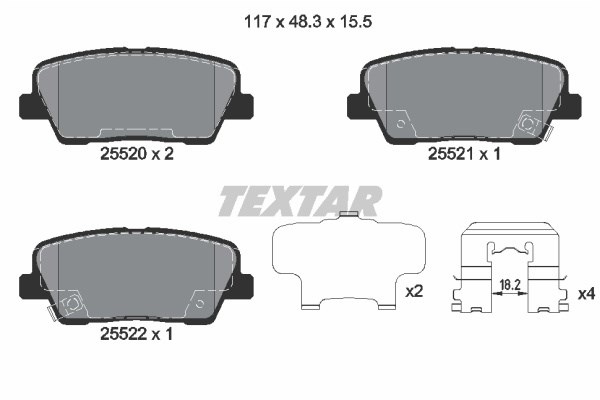 Задні колодки 2552001 TEXTAR