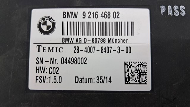 Модуль управління (ЕБУ) переднього сидіння 9216468 BMW