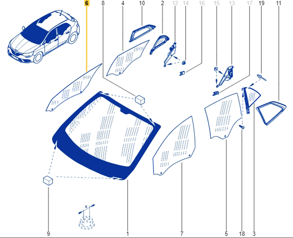 Скло пасажирських дверей 803002624R RENAULT