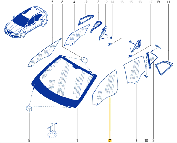 Скло водійських дверей 803010091R RENAULT