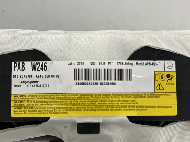 Подушка безпеки, пасажирська, AIRBAG A2468600402 MERCEDES