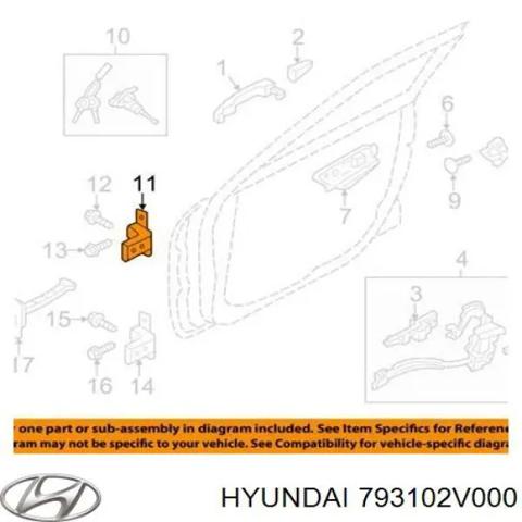 Петля передніх дверей, лівою 793102V000 HYUNDAI