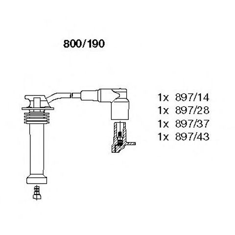 Проводи запалювання ford connect 1.8 16v 02- (к-кт) 800/190