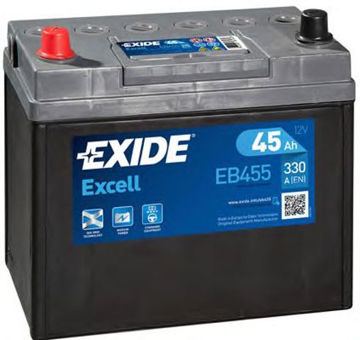 Акумуляторна батарея 45ah/330a (237x127x227/+l/b00) excell азія EB455