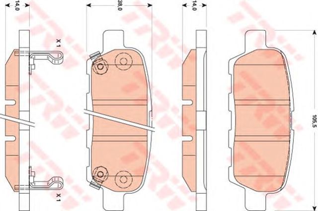 Комплект задніх колодок GDB3507 TRW