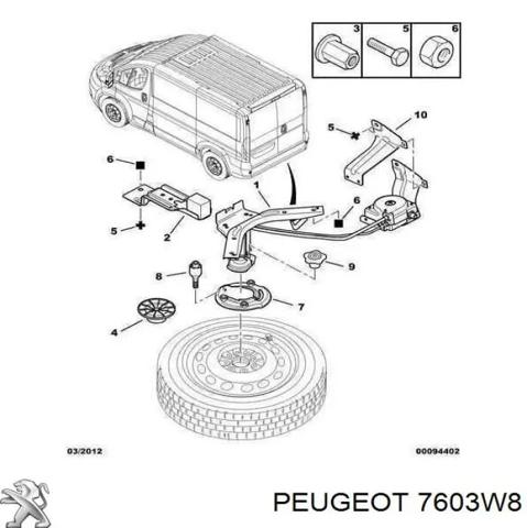 Талі підйому запасного колеса 7603W8 PEUGEOT